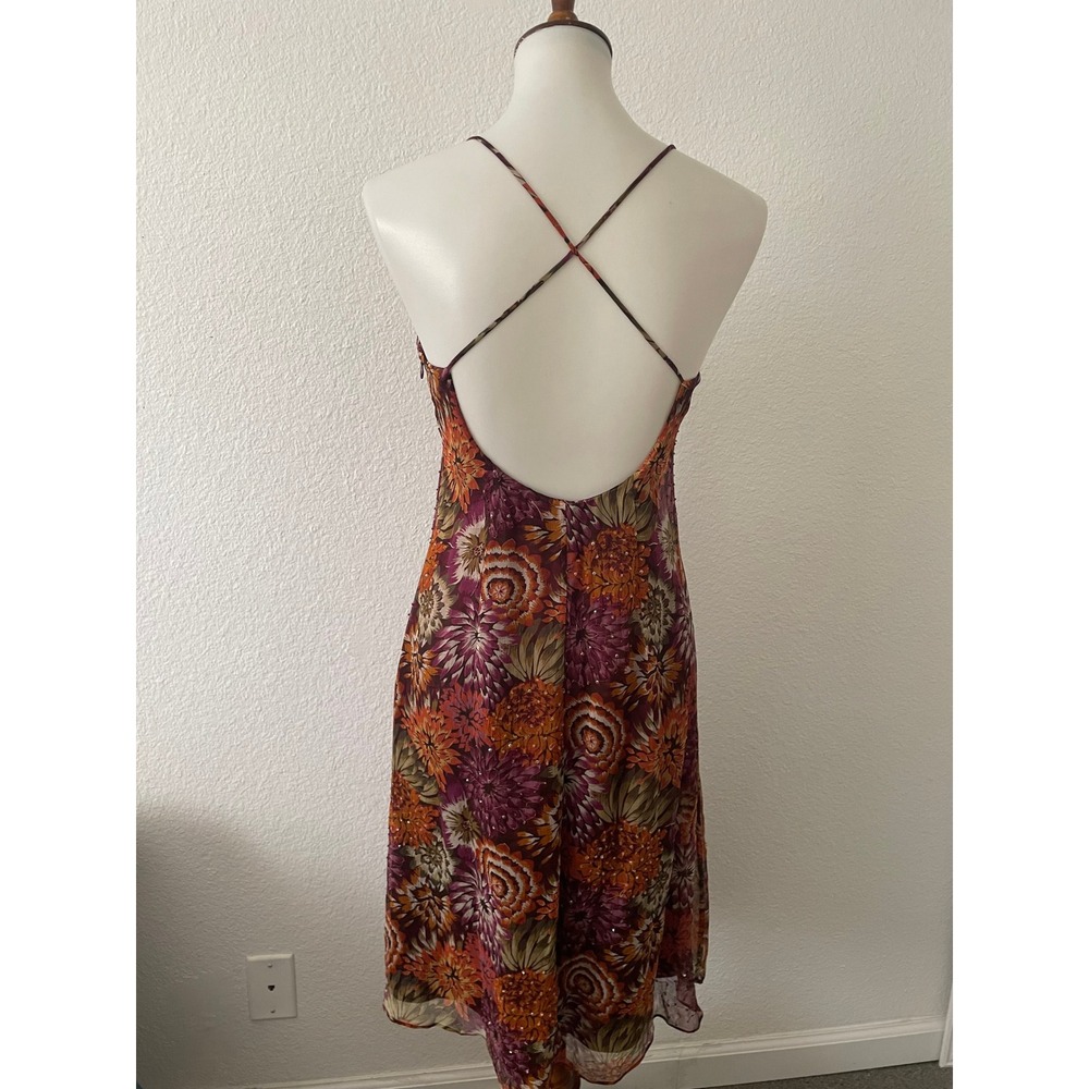 Laundry by Shelli Segal Silk Floral Slip Dress Women 4 Beaded Vintage Fairycore - Picture 6 of 10